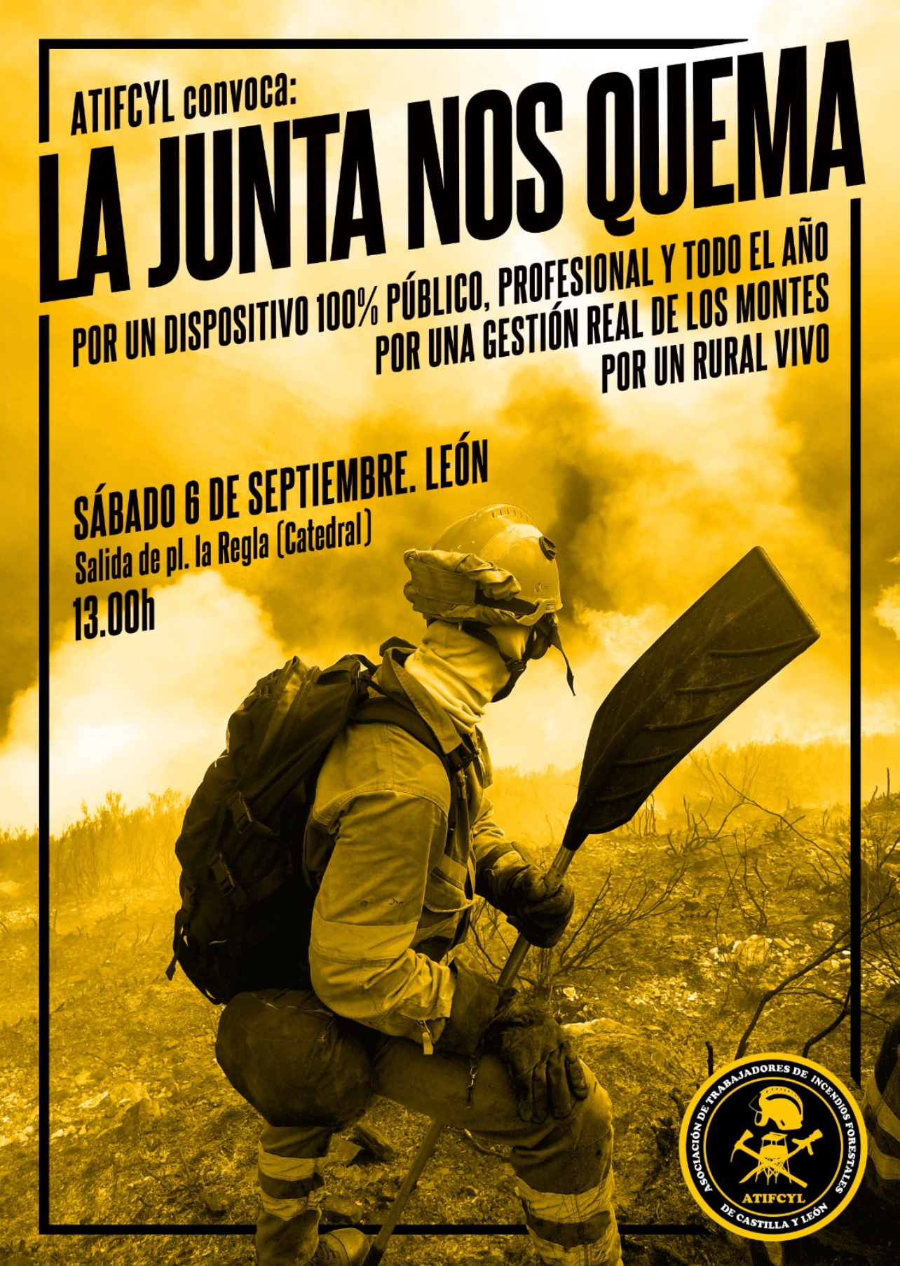 manifestacion bomberos forestales leon